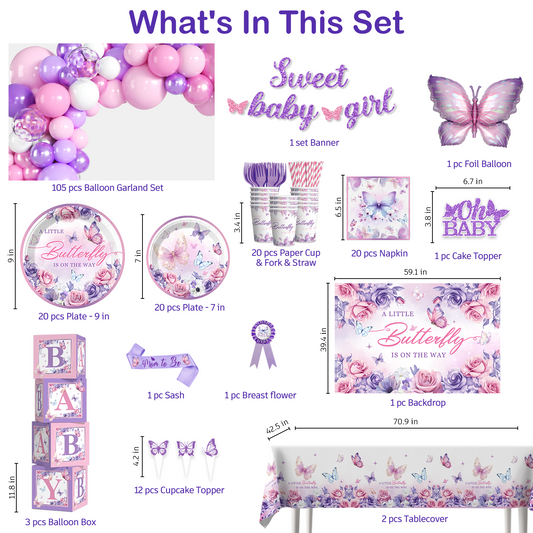 Cocomigo Butterfly Baby Shower Decorations For 25 Guests