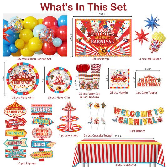 Cocomigo Circus Theme Party Decorations For 25 Guests