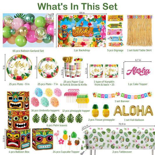 Cocomigo Hawaiian Party Decorations For 25 Guests