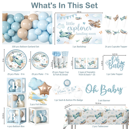 Cocomigo Airplane Baby Shower Decorations For 25 Guests