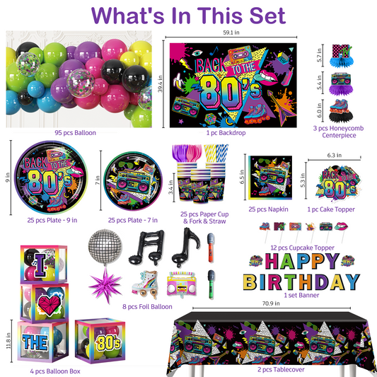 Cocomigo 80s Party Decorations For 25 Guests