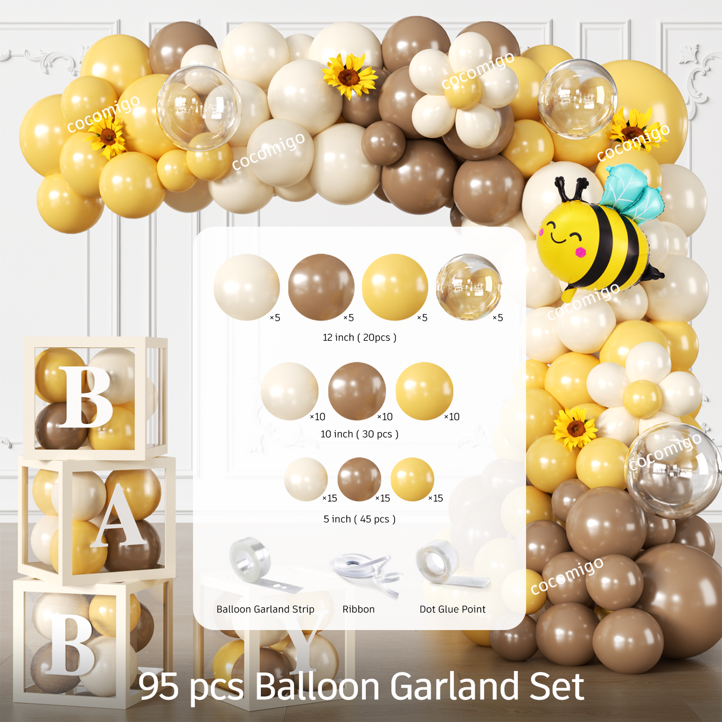 Cocomigo Bee Baby Shower Decorations For 25 Guests