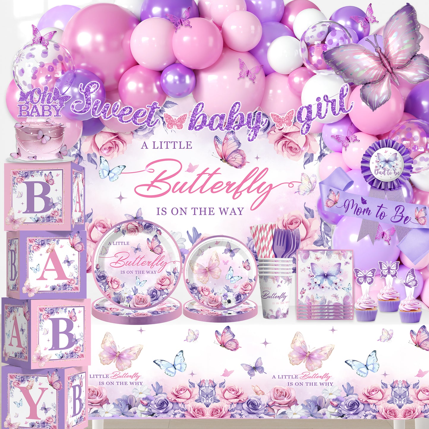 Cocomigo Butterfly Baby Shower Decorations For 25 Guests