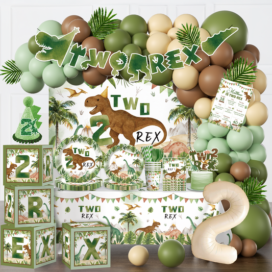 Cocomigo Two Rex Birthday Decorations For 20 Guests