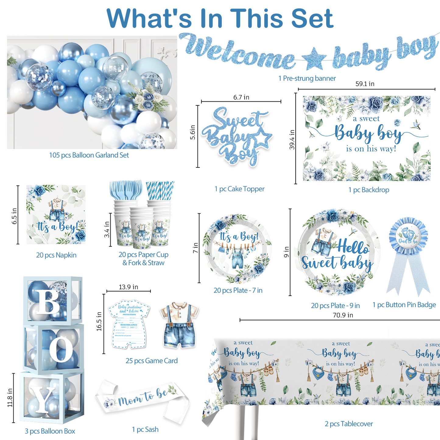 Cocomigo Baby Boy Baby Shower Decorations For 20 Guest