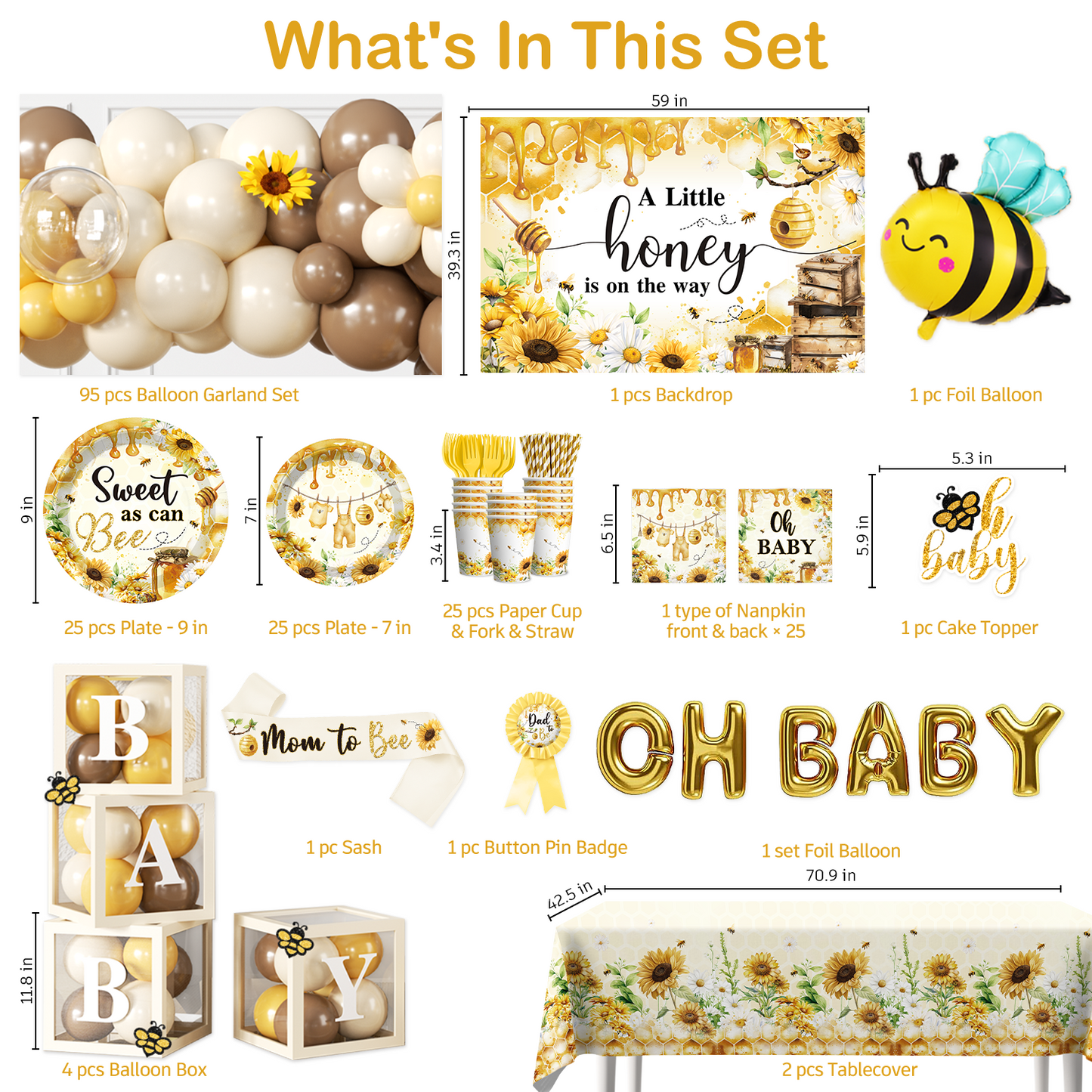Cocomigo Bee Baby Shower Decorations For 25 Guests