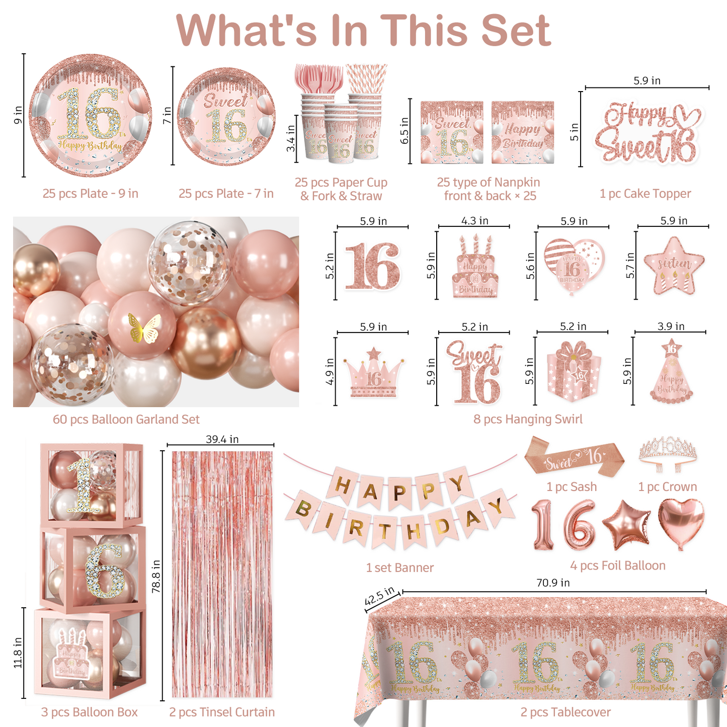 Cocomigo Sweet 16 Party Decorations For 25 Guests