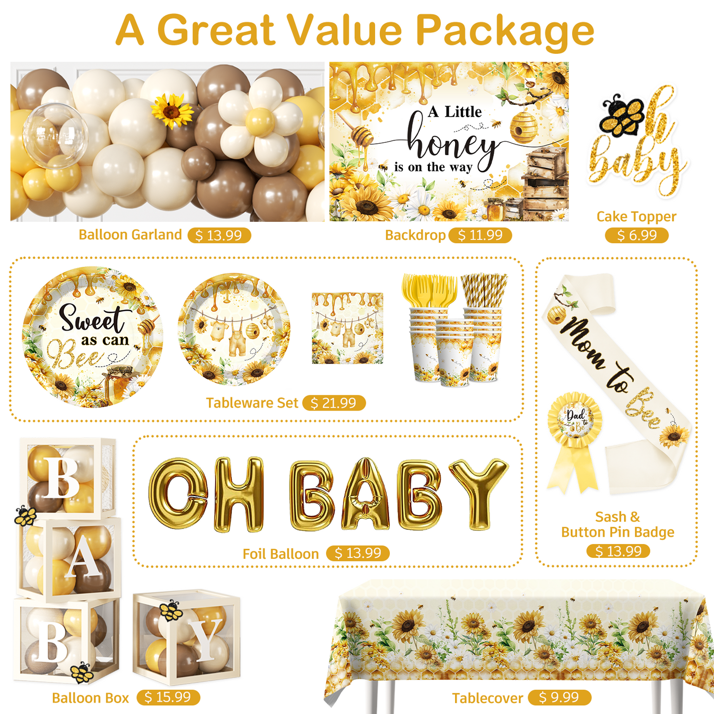 Cocomigo Bee Baby Shower Decorations For 25 Guests