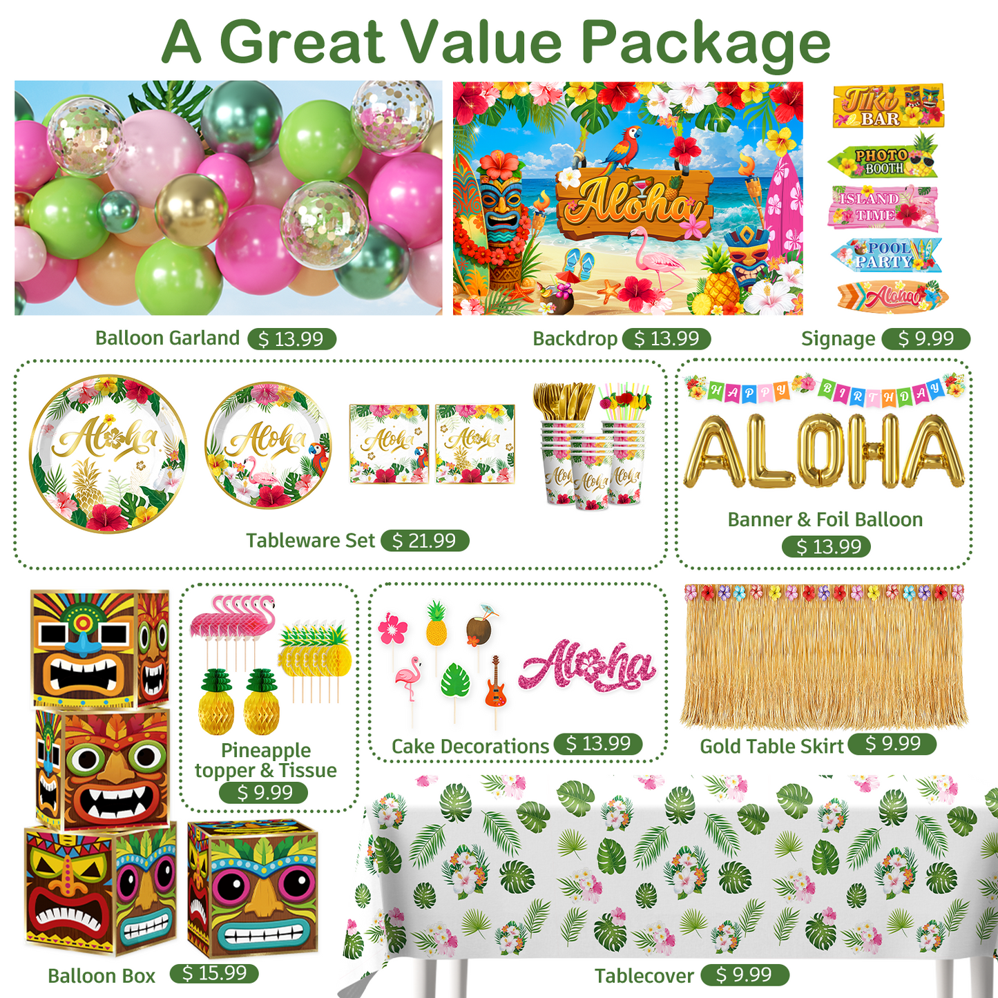 Cocomigo Hawaiian Party Decorations For 25 Guests