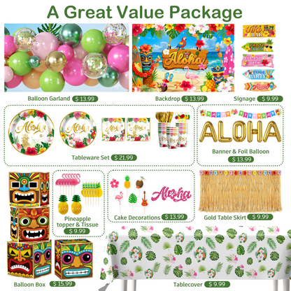 Cocomigo Hawaiian Party Decorations For 25 Guests