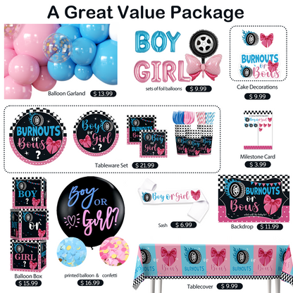 Cocomigo Burnouts or Bows Gender Reveal Decorations For 25 Guests