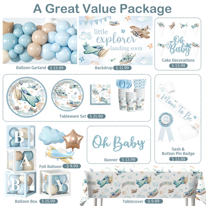 Cocomigo Airplane Baby Shower Decorations For 25 Guests