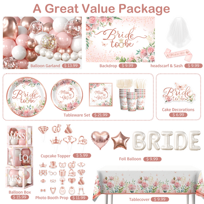 Cocomigo Bride to Be Decorations For 25 Guests