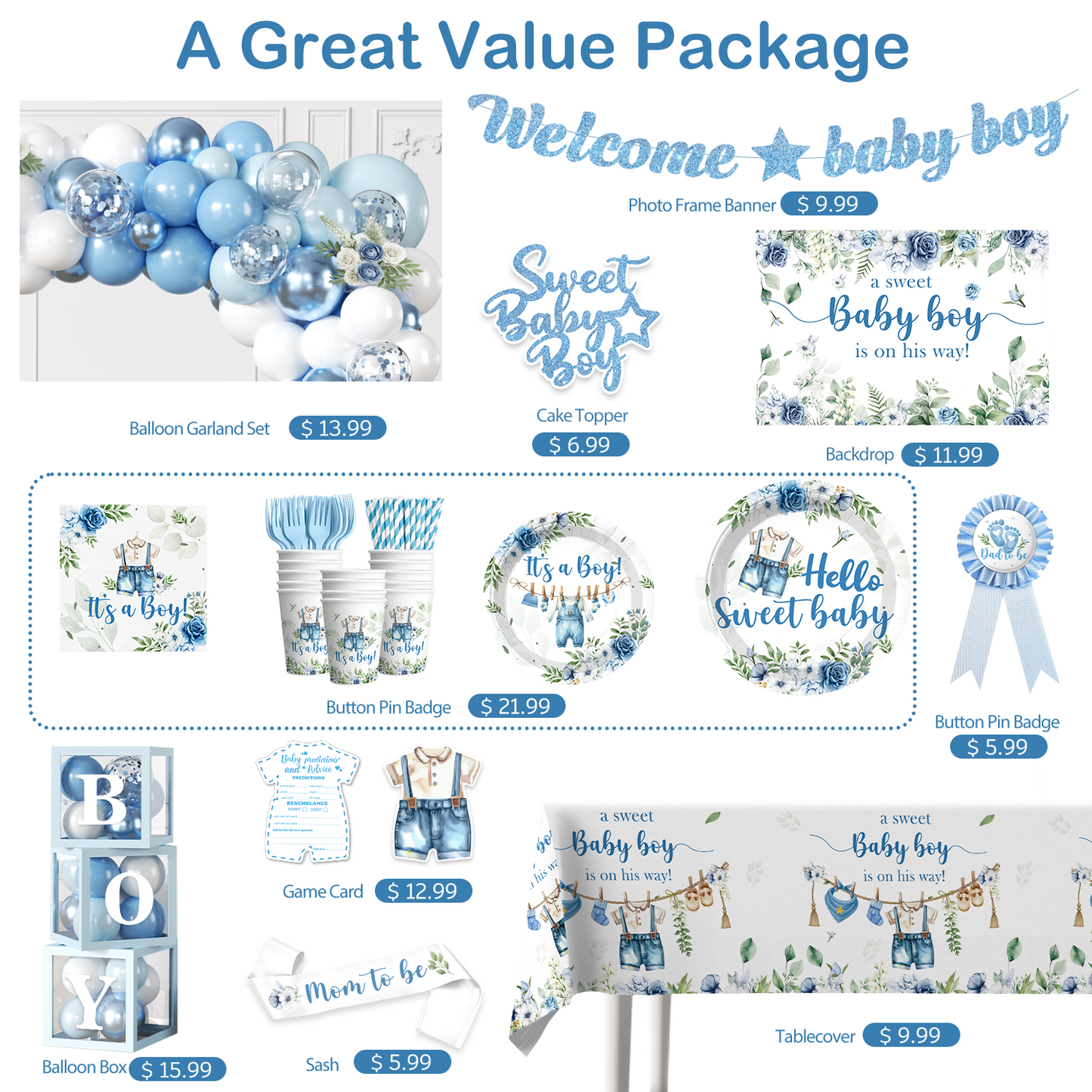 Cocomigo Baby Boy Baby Shower Decorations For 20 Guest