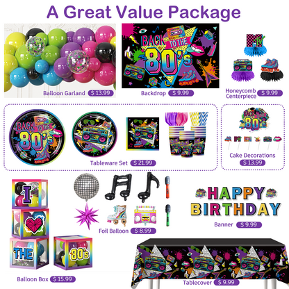 Cocomigo 80s Party Decorations For 25 Guests