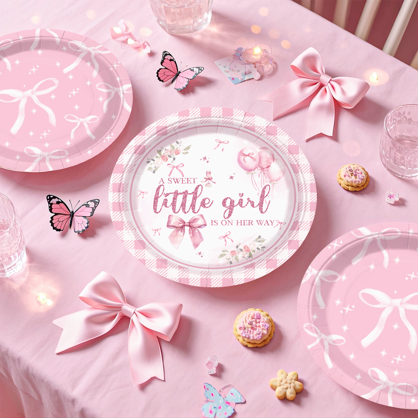 Cocomigo Pink Bow Baby Shower Decorations For 20 Guests