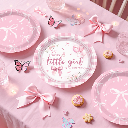 Cocomigo Pink Bow Baby Shower Decorations For 20 Guests