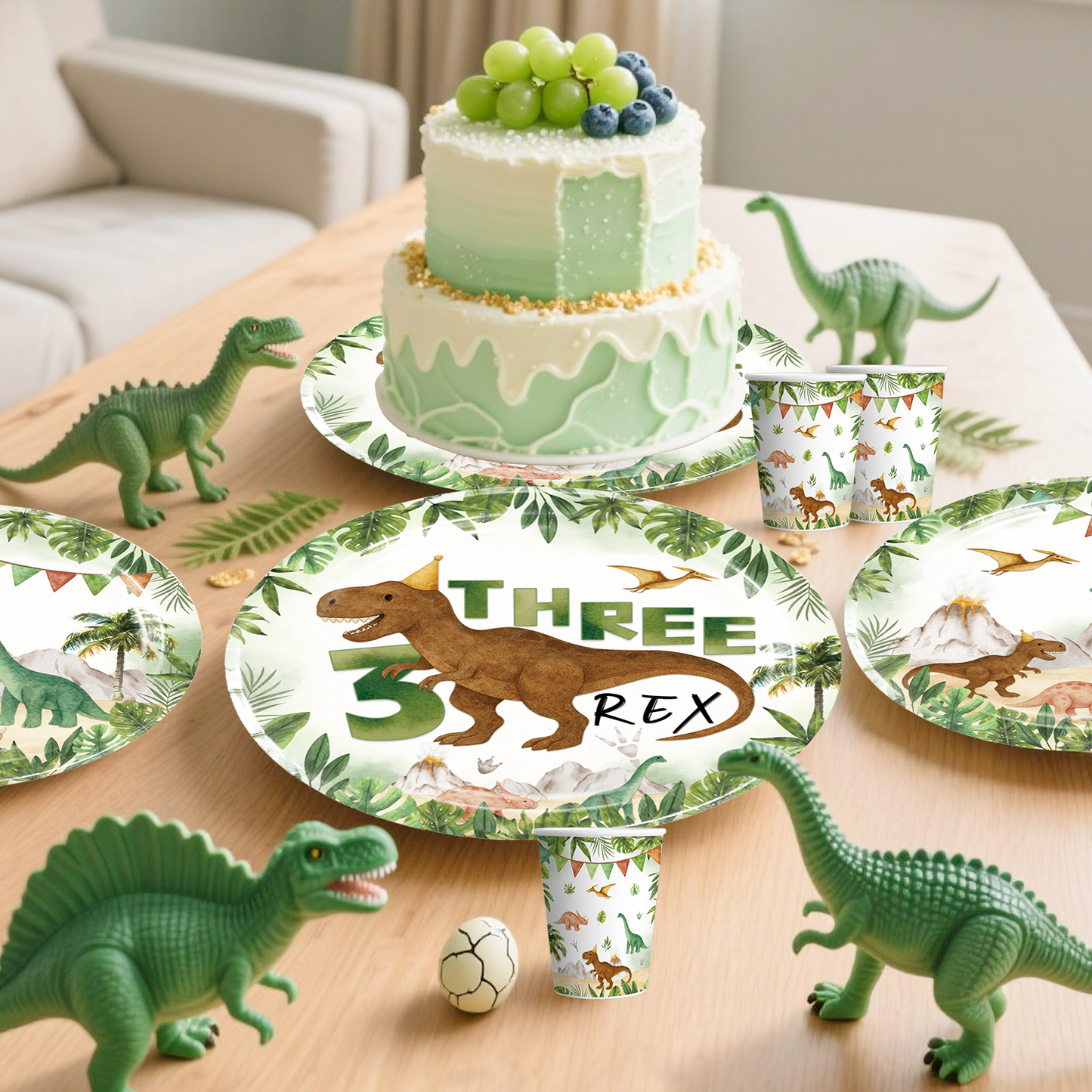 Cocomigo Three Rex Birthday Decorations For 25 Guests