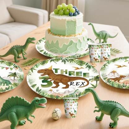 Cocomigo Three Rex Birthday Decorations For 25 Guests