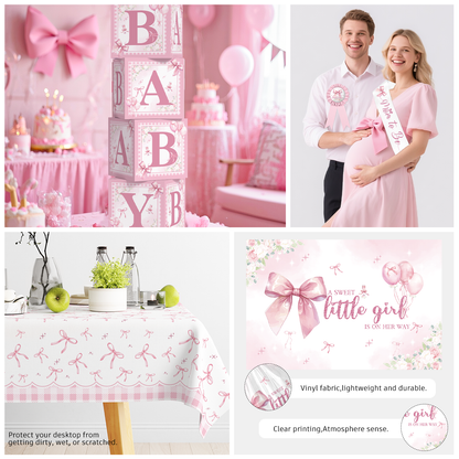Cocomigo Pink Bow Baby Shower Decorations For 20 Guests