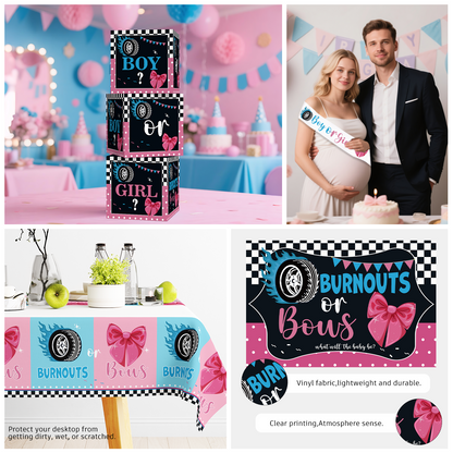 Cocomigo Burnouts or Bows Gender Reveal Decorations For 25 Guests