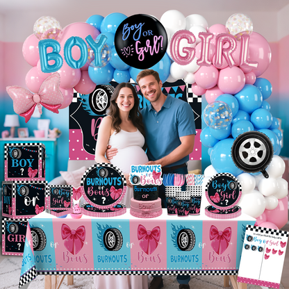 Cocomigo Burnouts or Bows Gender Reveal Decorations For 25 Guests