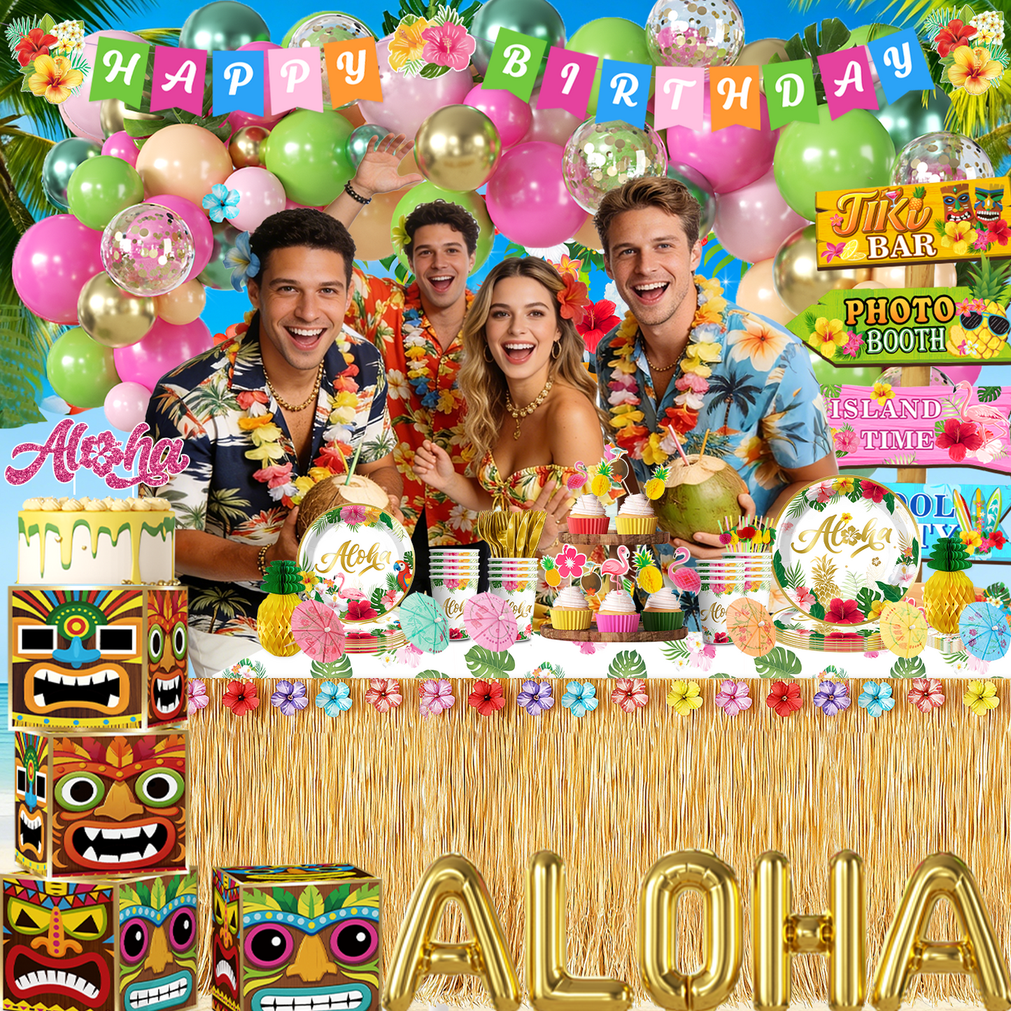Cocomigo Hawaiian Party Decorations For 25 Guests