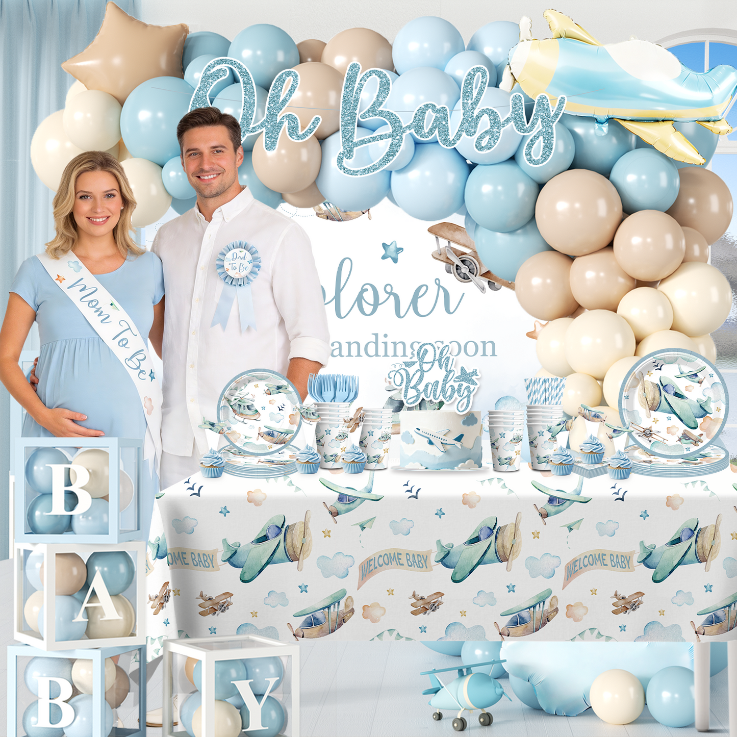 Cocomigo Airplane Baby Shower Decorations For 25 Guests