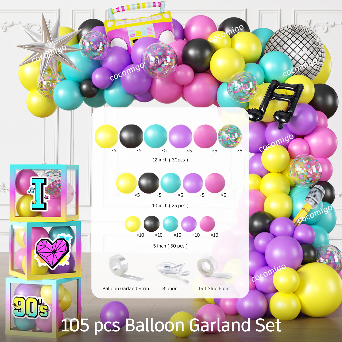Cocomigo 90s Party Decorations For 25 Guests