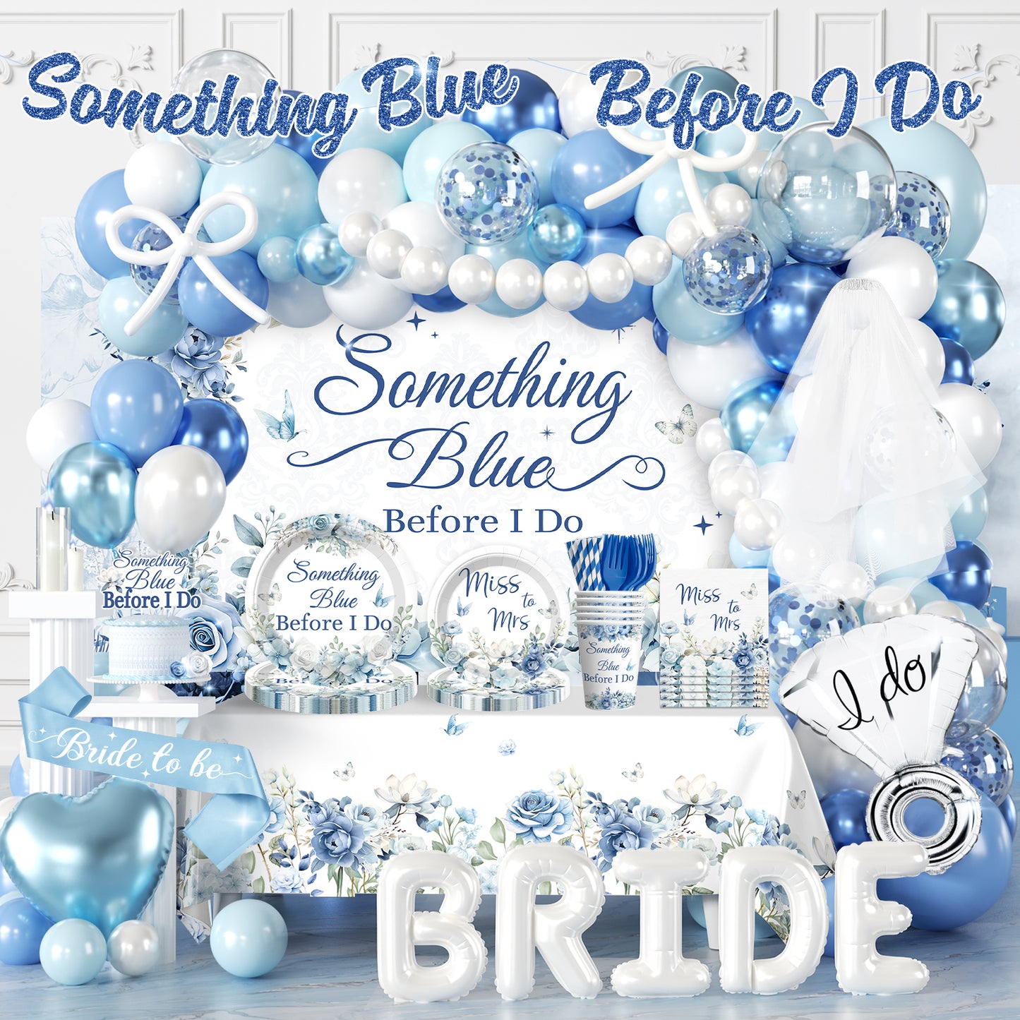 Cocomigo Something Blue Before I Do Bridal Shower Decorations For 25 Guests
